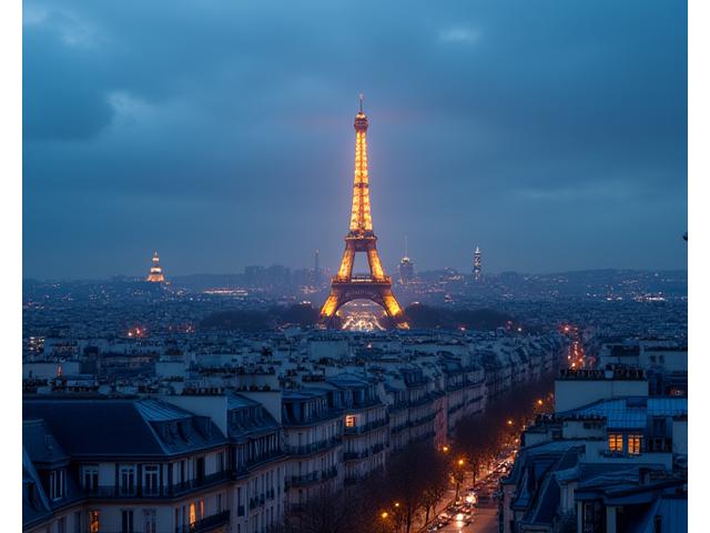 Vue emblématique de la Tour Eiffel à Paris au crépuscule