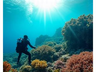 Plongeur aux côtés de biologistes marins étudiant les récifs coralliens